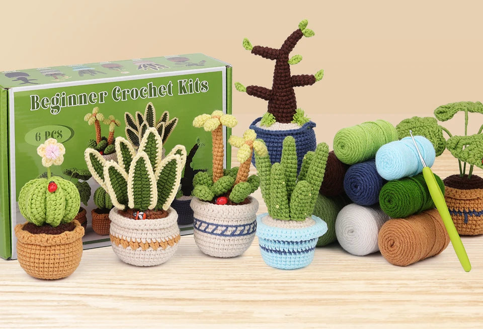 6 Piece Plant Succulent Set - DIY Beginners Crochet Kit