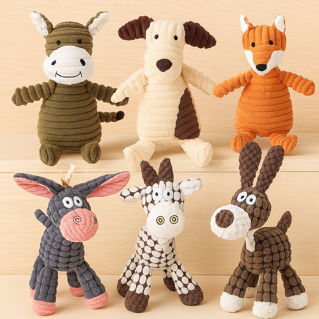 Animal Squeaky Dog Toy Plush – Soft Animal Chew for Small Medium Large Dog