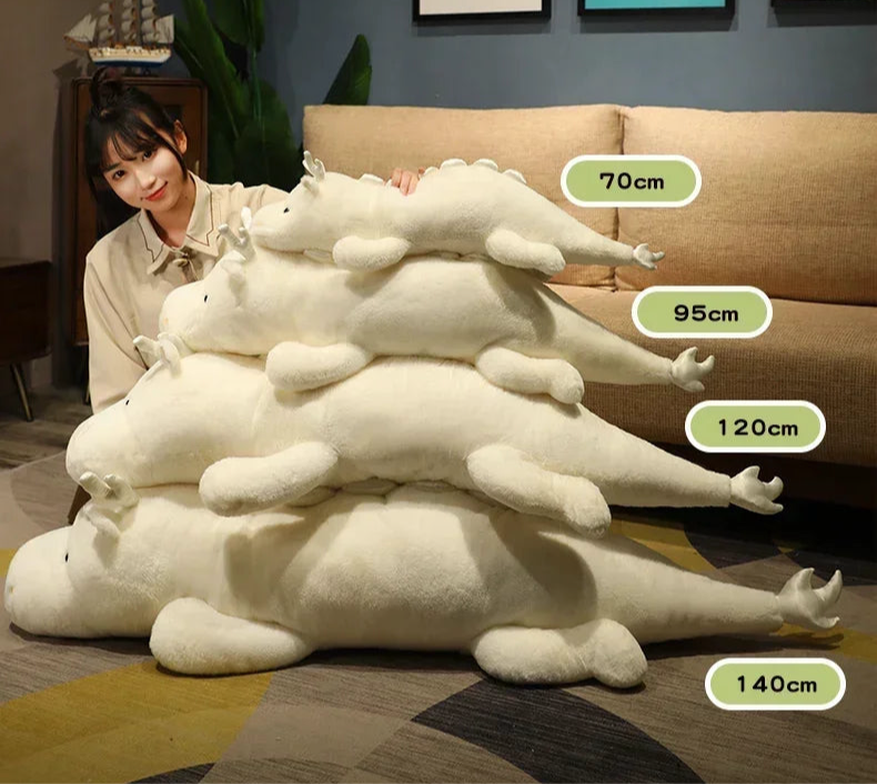 70-140cm Giant Dragon Plush Soft Toy – White or Green Fantasy Dinosaur