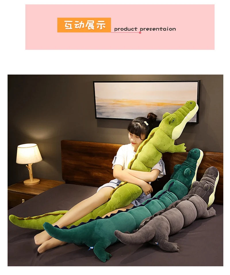 Giant Large Crocodile Plush Toy Pillow – Soft Stuffed Croc in 80–180cm, Multiple Colours