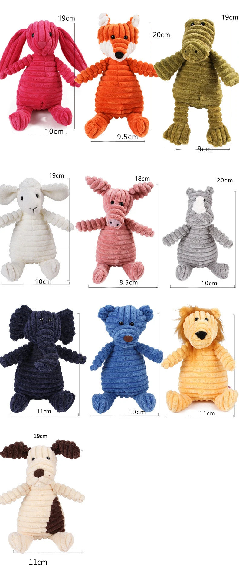 Animal Squeaky Dog Toy Plush – Soft Animal Chew for Small Medium Large Dog