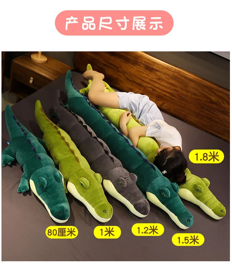 Giant Large Crocodile Plush Toy Pillow – Soft Stuffed Croc in 80–180cm, Multiple Colours