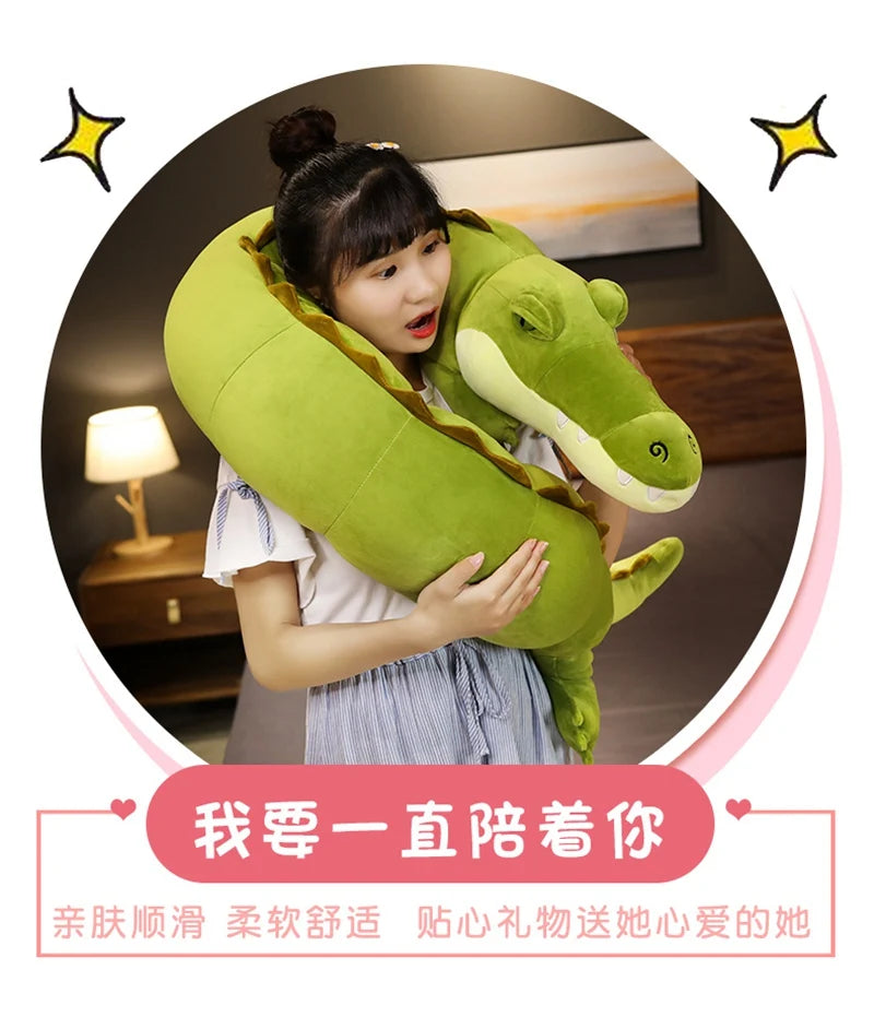 Giant Large Crocodile Plush Toy Pillow – Soft Stuffed Croc in 80–180cm, Multiple Colours