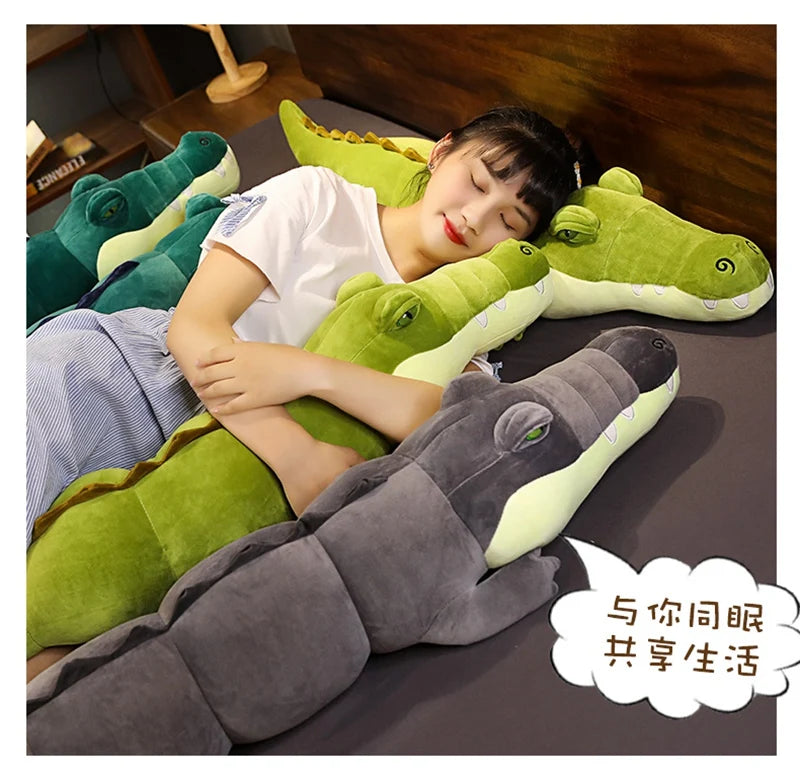 Giant Large Crocodile Plush Toy Pillow – Soft Stuffed Croc in 80–180cm, Multiple Colours