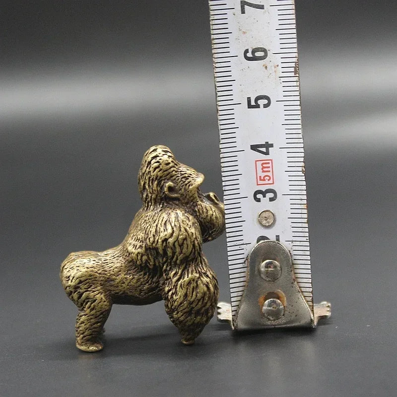 Mini Brass Copper Metal Gorilla Figurine – Desk Buddy Ornament Collectible