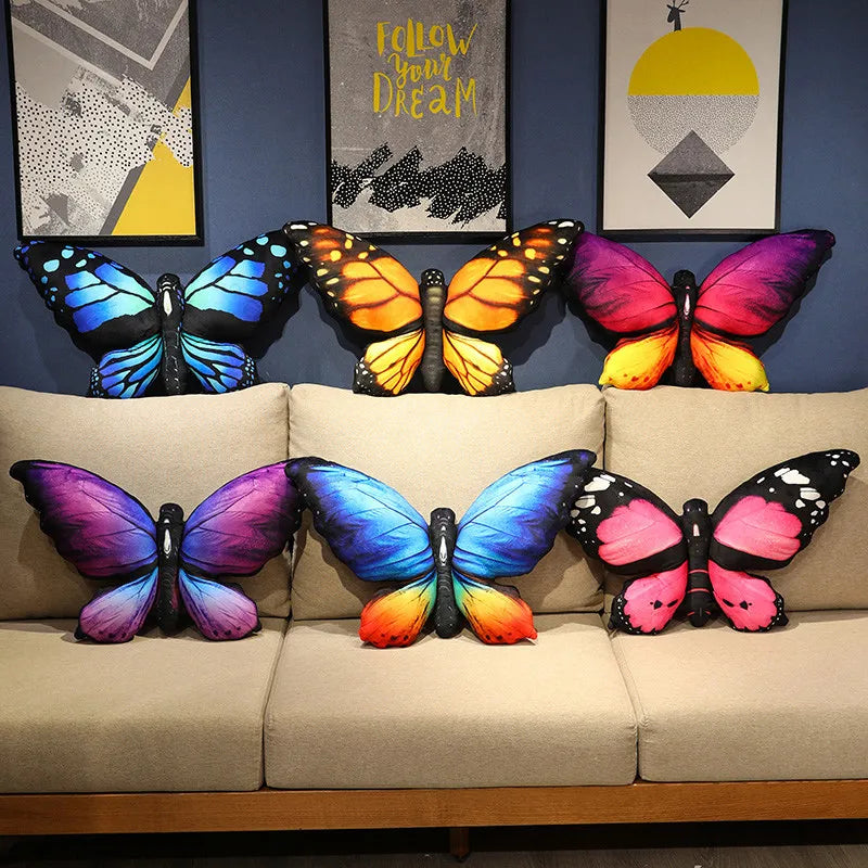40×50cm Large Butterfly Plush Soft Toy Decorative Cushion – Blue/Pink/Yellow Multicolour Options