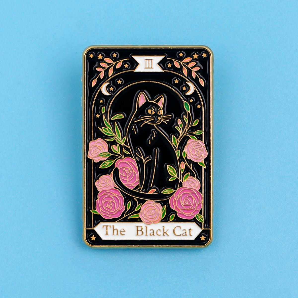 The Black Cat Tarot Card Style Enamel Pin Badge Brooch