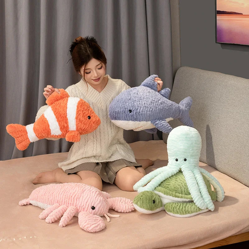 40-50cm Large Marine Animal Plush Soft Toy – Turtle, Lobster, Clownfish, Shark, Octopus