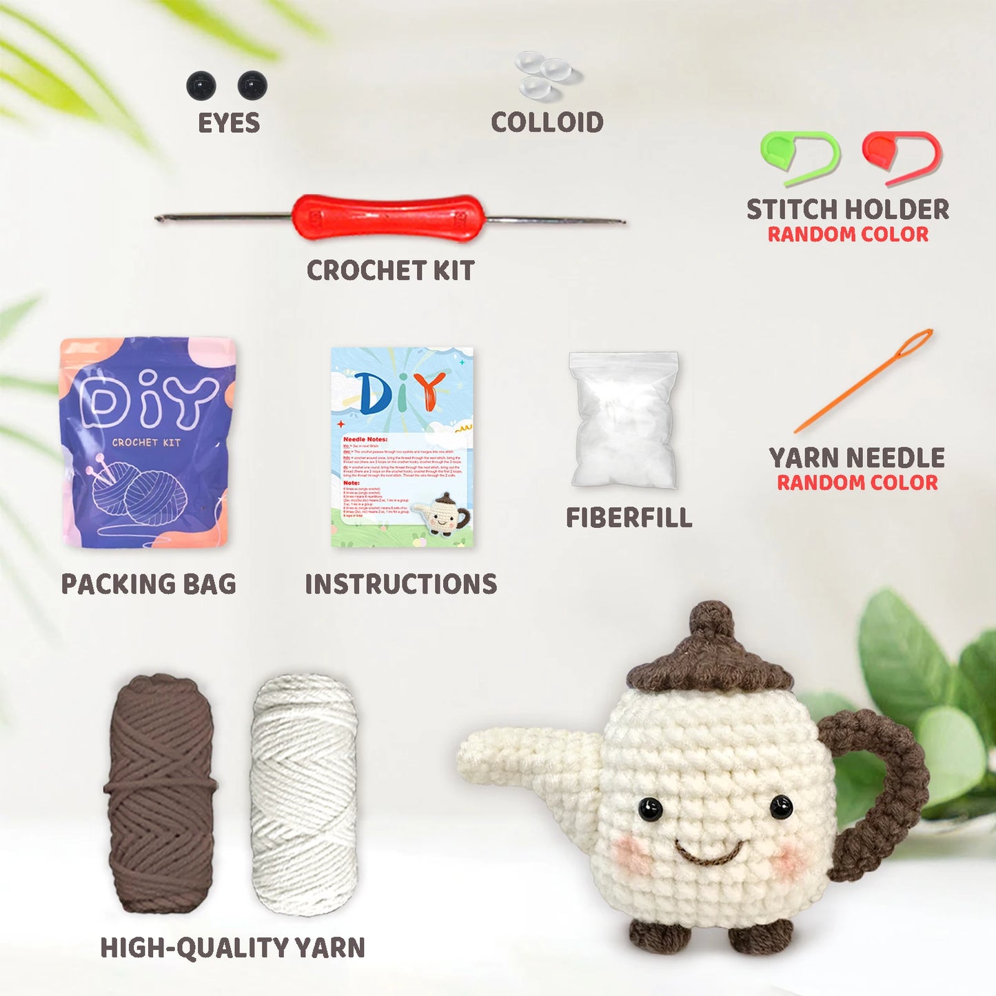 DIY Teapot Crochet Kit for Beginners – Easy Craft Set for Tea Lover