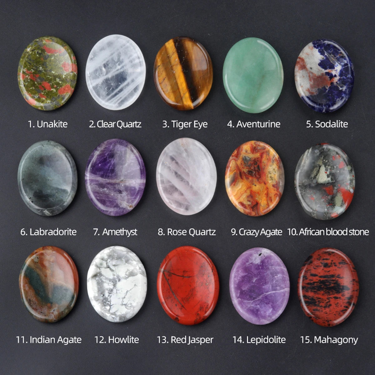 Crystal Sensory Fidget Worry Stones – Smooth Natural Crystal Stones for Anxiety ADHD Autism Meditation Healing Chakra Balance Mental Health Stress Relief