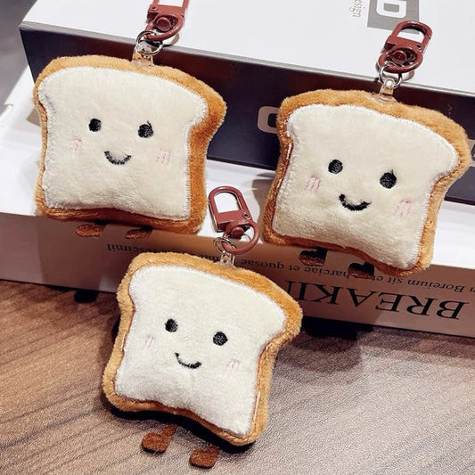 Cute Toast Bread Plush Keychain – Cartoon Food Pendant for Bags & Keys