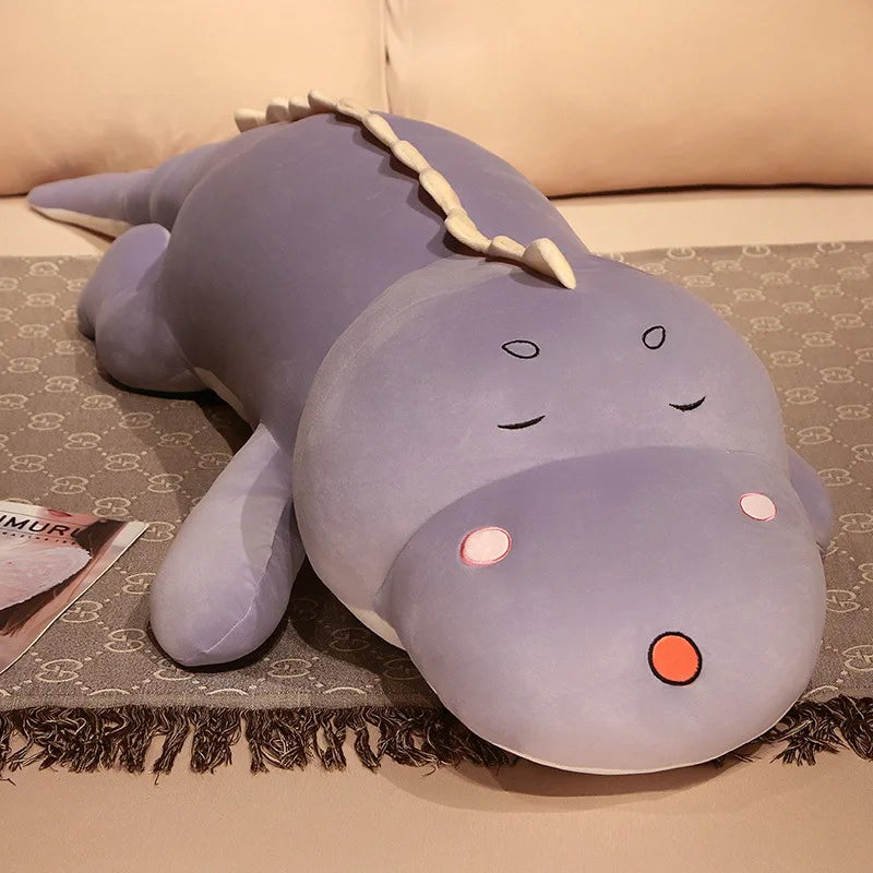 Giant 80-150cm Long Dinosaur Crocodile Plush – Soft Cartoon Plush in Green, Pink, Blue, Yellow, or Purple
