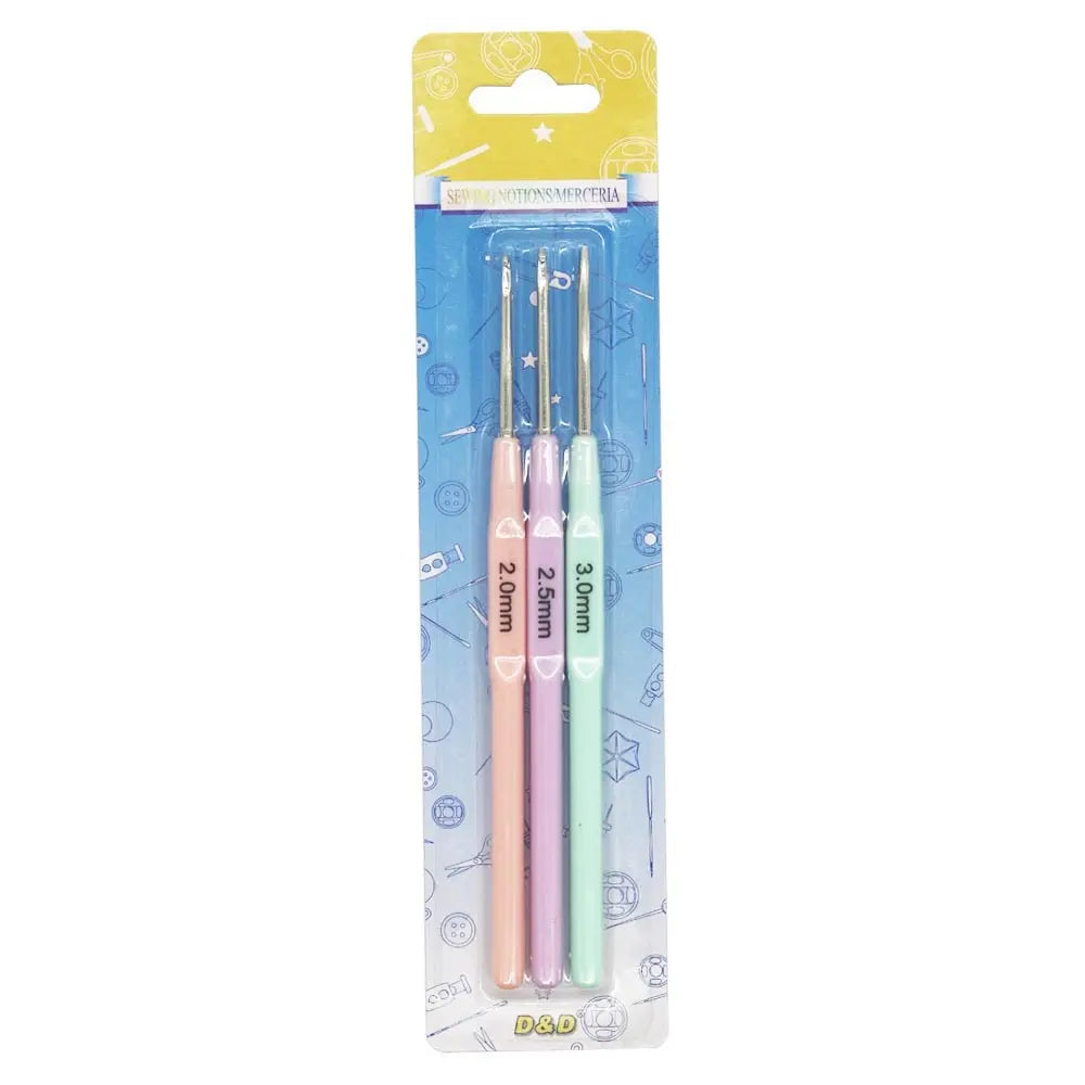 3‑Pack Crochet Hook Set – Soft-Grip Plastic Handles, Perfect for DIY Crafts & Gifts - Pastel Colours