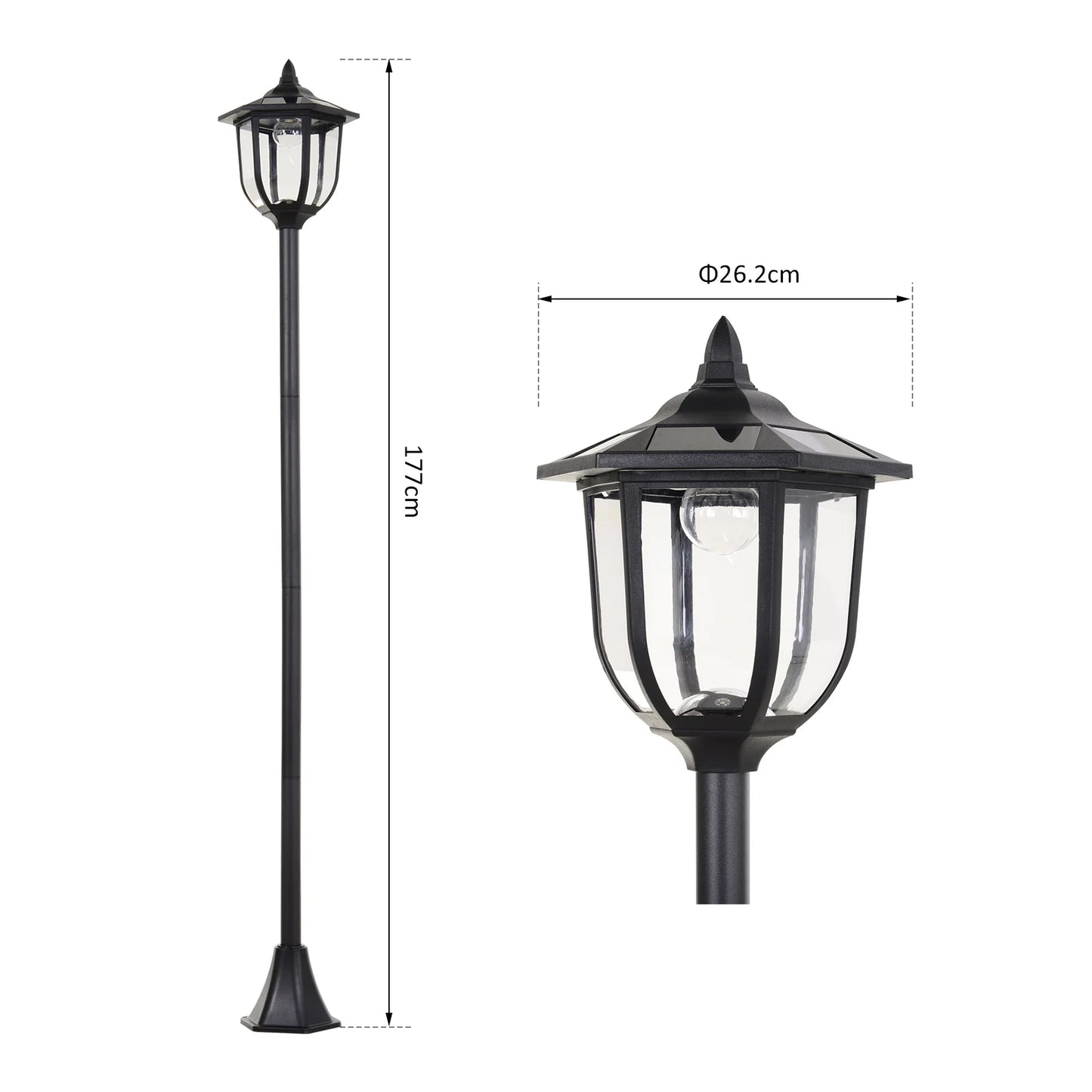 Tall 1.77m Outdoor Solar Light Garden Post Lamp Lamppost LED Bollard 6ft Lantern with Sensor – Weatherproof Pathway Light