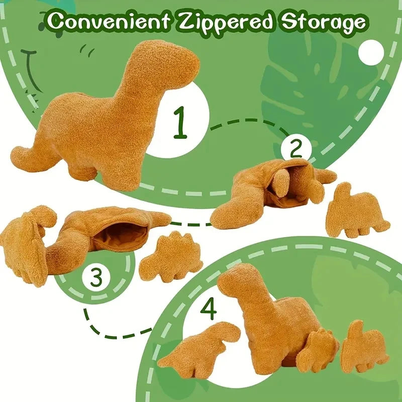 4 Piece Large Dino Nugget Plush Soft Toy Set – Dinosaur Chicken Nugget Soft Toys