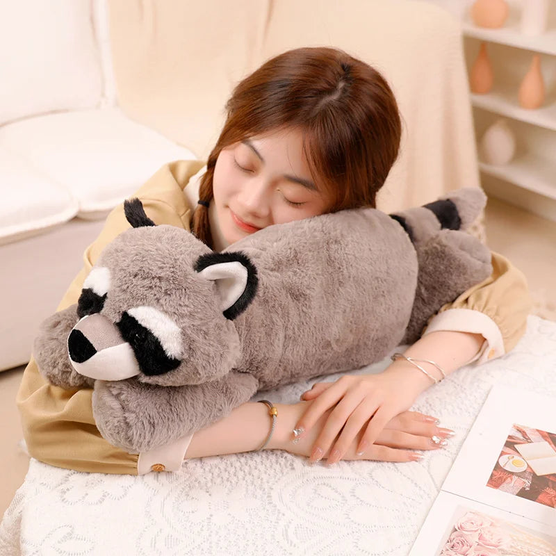 Large Raccoon, Fox, Crocodile or Sloth Soft Fluffy Plush Toy Pillow