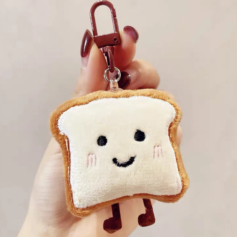 Cute Toast Bread Plush Keychain – Cartoon Food Pendant for Bags & Keys