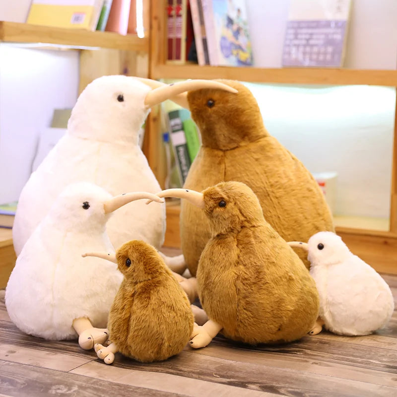20cm Realistic Kiwi Bird Plush Soft Toy – Cute White or Orange/Brown