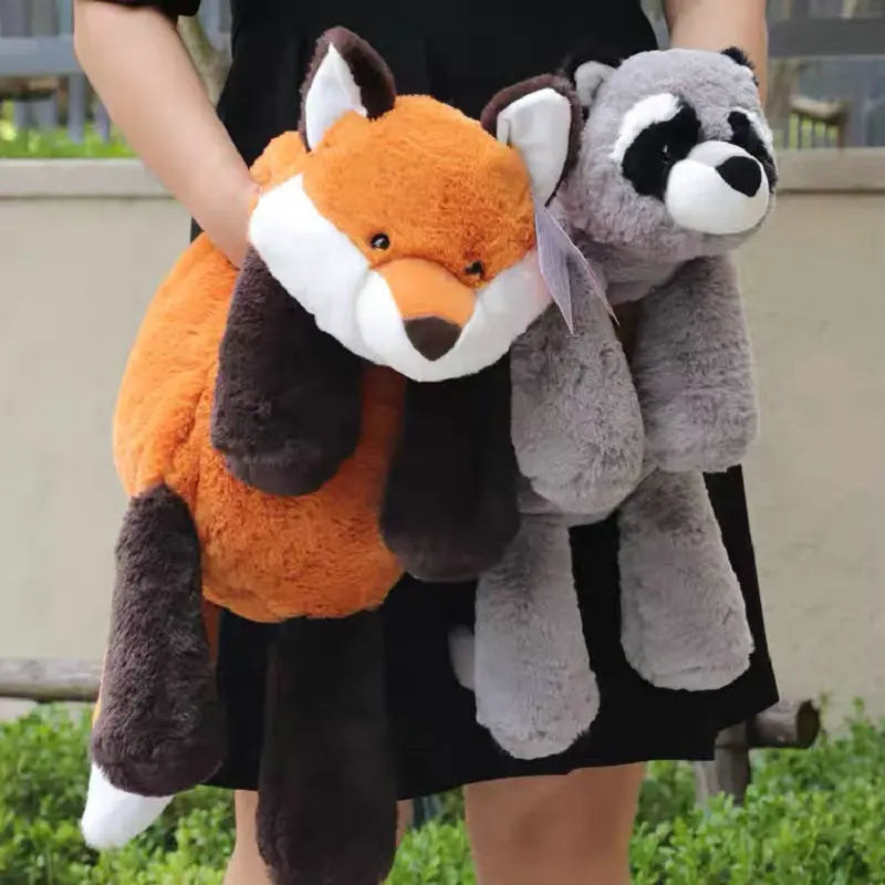 Large Raccoon, Fox, Crocodile or Sloth Soft Fluffy Plush Toy Pillow