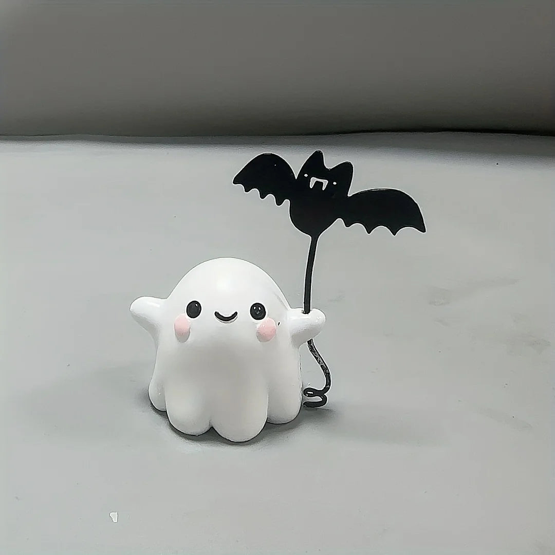 Halloween Cute Ghost with Bat Balloon Decoration – Spooky Desktop Party Ornament Gift