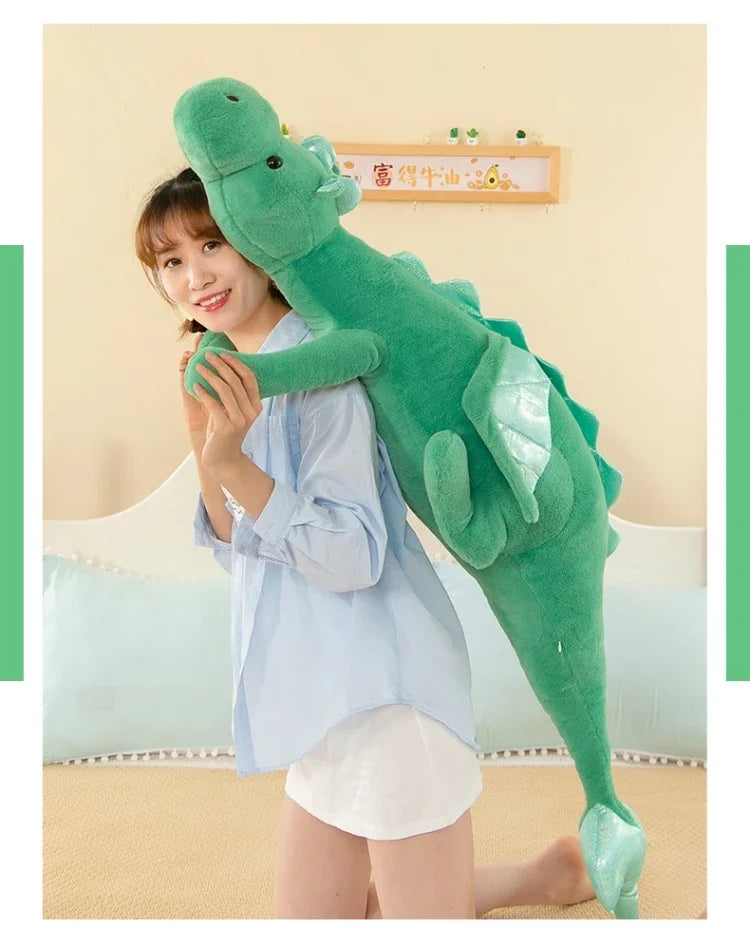 Large Giant Dragon Plush Pillow – Soft Stuffed Dinosaur Toy in 80cm–150cm - Multiple Colours