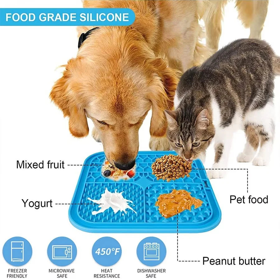 20cm Dog Lick Mat Large Square Dog Cat Pet Slow Feeder Feeding Lick Licking Mat Silicone Suction Cup