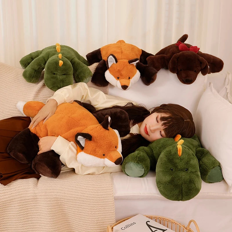 Large Raccoon, Fox, Crocodile or Sloth Soft Fluffy Plush Toy Pillow