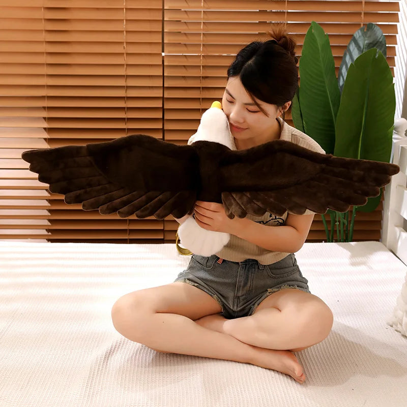 60cm/90cm Large Bald Eagle Plush Toy – Lifelike White-Head Eagle Bird Soft Stuffed Toy