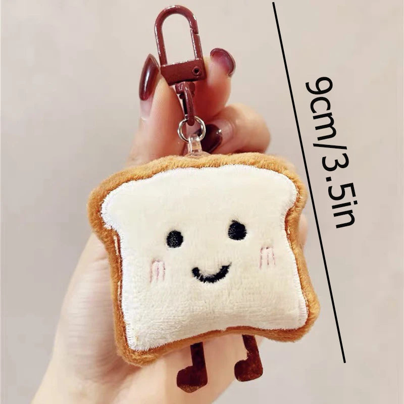 Cute Toast Bread Plush Keychain – Cartoon Food Pendant for Bags & Keys