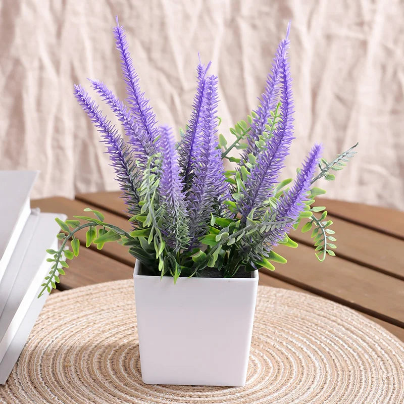 Artificial Lavender Potted Plant – Realistic Faux Flower for Home & Office Décor