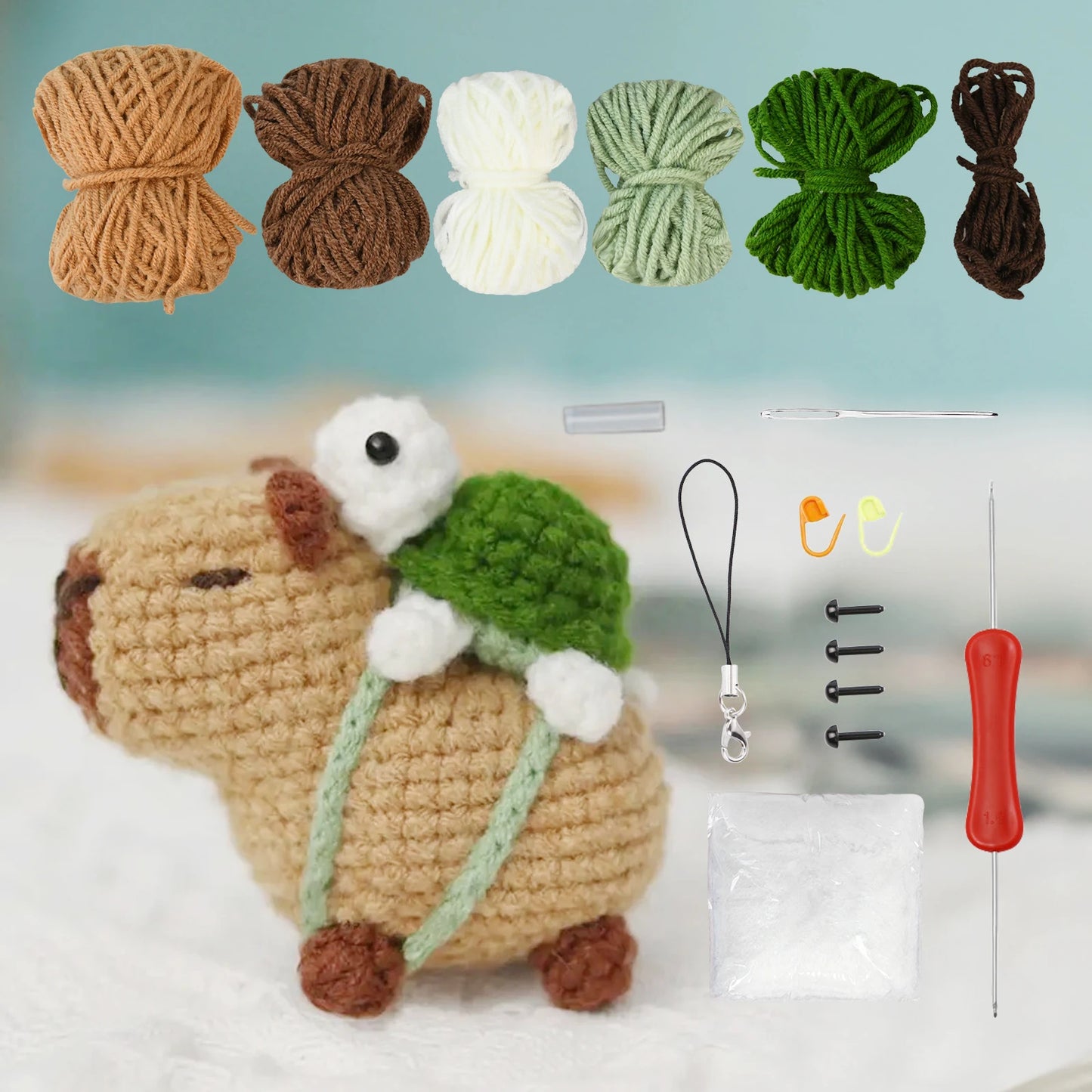 Capybara DIY Crochet Kits, Cute Animal Crochet Craft Kit Set for Beginners