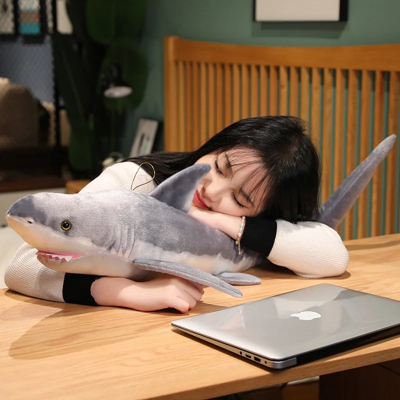 60/100/140cm Giant Shark Plush Soft Toy – Great White Shark Pillow