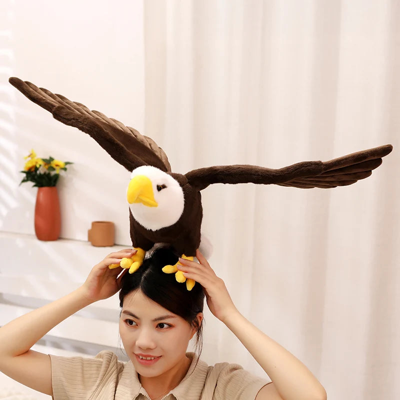 60cm/90cm Large Bald Eagle Plush Toy – Lifelike White-Head Eagle Bird Soft Stuffed Toy