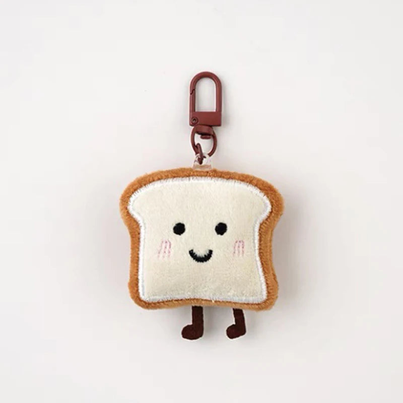 Cute Toast Bread Plush Keychain – Cartoon Food Pendant for Bags & Keys