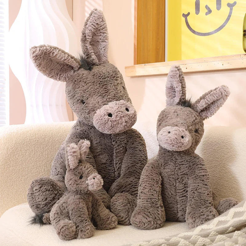 23/40/60CM Large Grey Sitting Donkey Plush Soft Toy