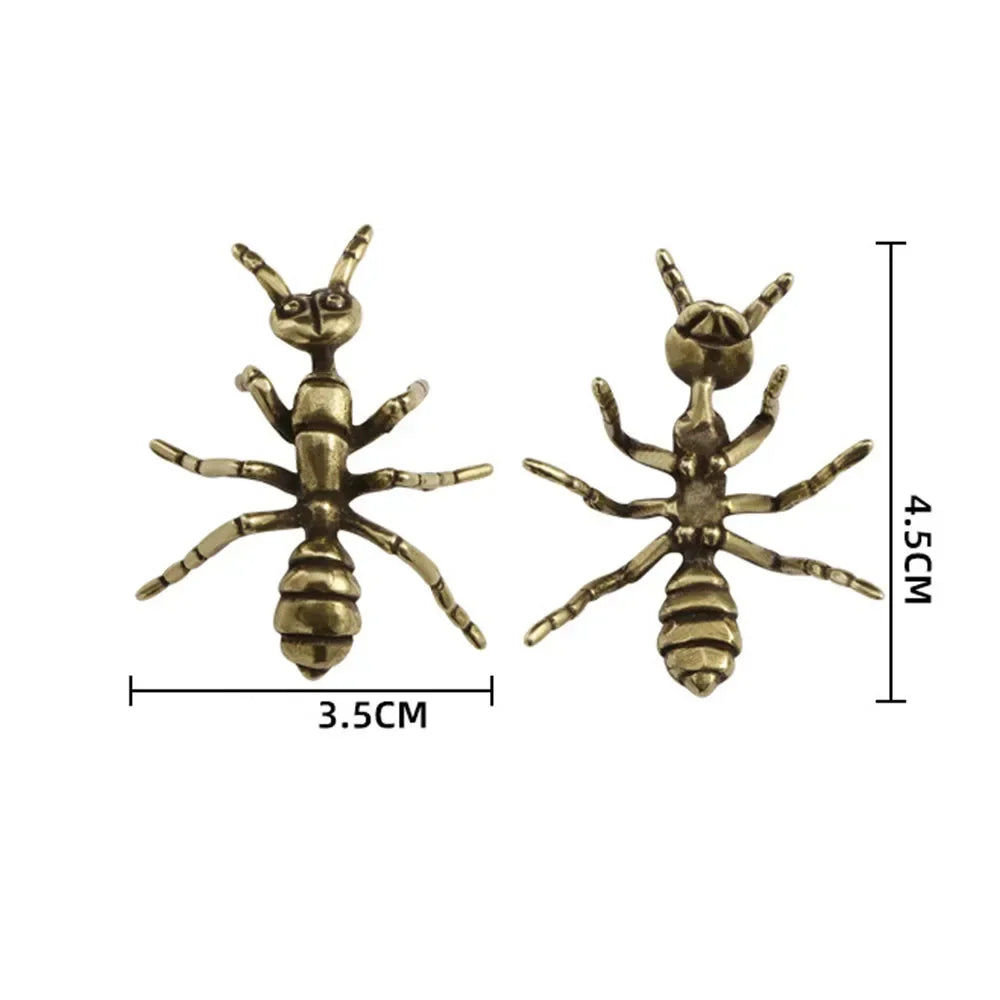 Mini Brass Copper Metal Ant Figurine – Desk Buddy Ornament Collectible