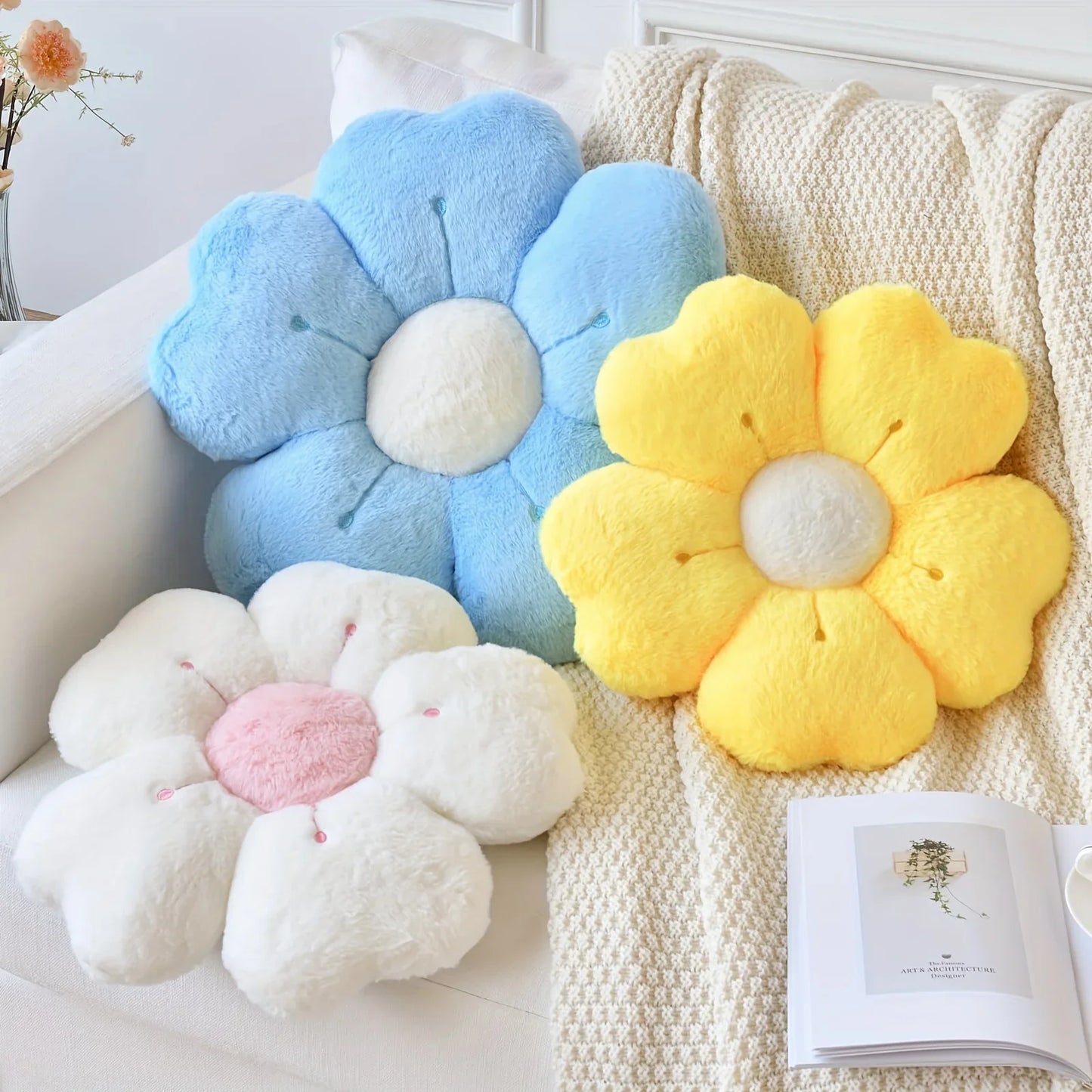 Sunflower Daisy Flower Cushion Pillow, Seat Cushion Plush Toy Mat Gift
