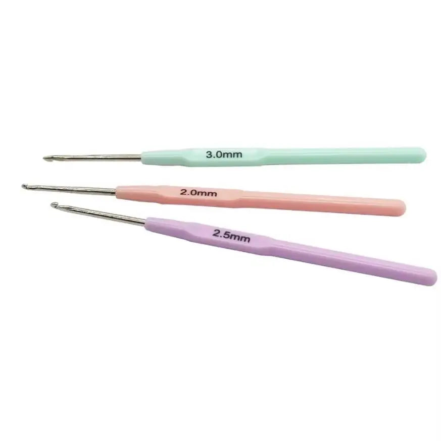 3‑Pack Crochet Hook Set – Soft-Grip Plastic Handles, Perfect for DIY Crafts & Gifts - Pastel Colours