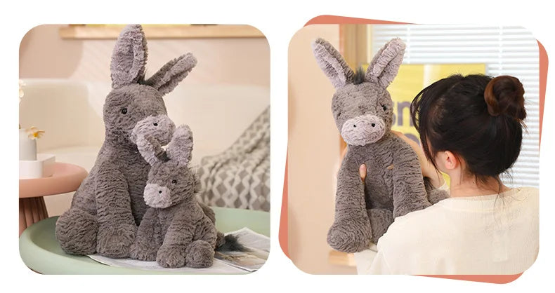 23/40/60CM Large Grey Sitting Donkey Plush Soft Toy