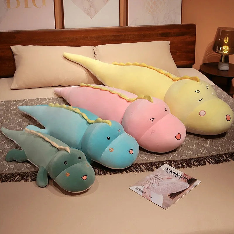 Giant 80-150cm Long Dinosaur Crocodile Plush – Soft Cartoon Plush in Green, Pink, Blue, Yellow, or Purple