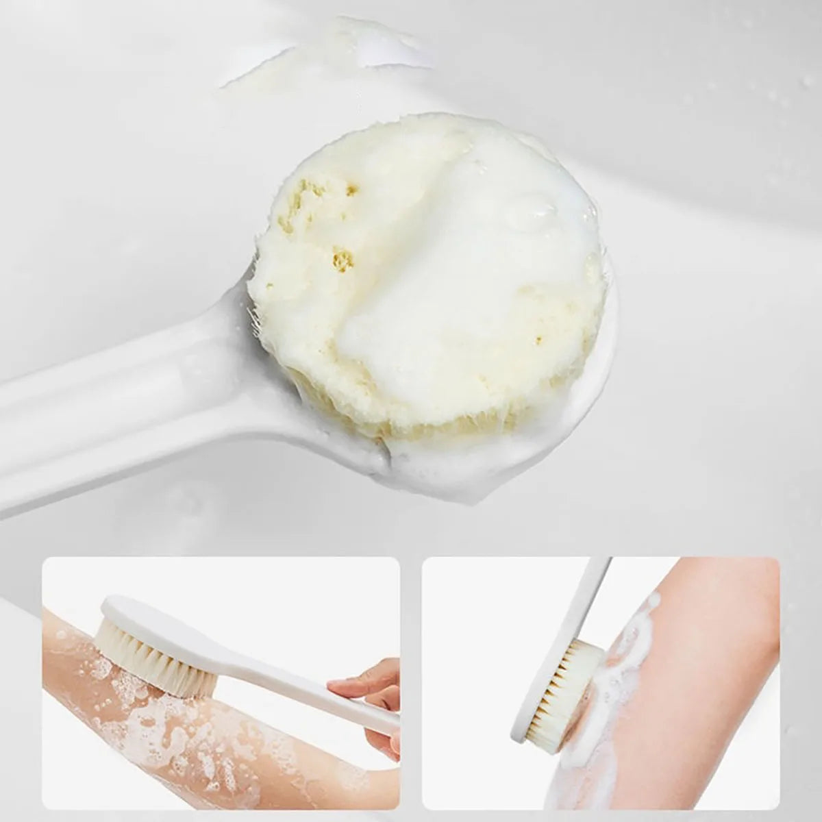 Japanese Long Handle Soft Bristle Bath Brush – Back Scrubber for Shower & Body Exfoliation