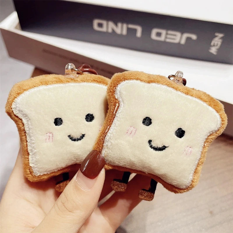 Cute Toast Bread Plush Keychain – Cartoon Food Pendant for Bags & Keys