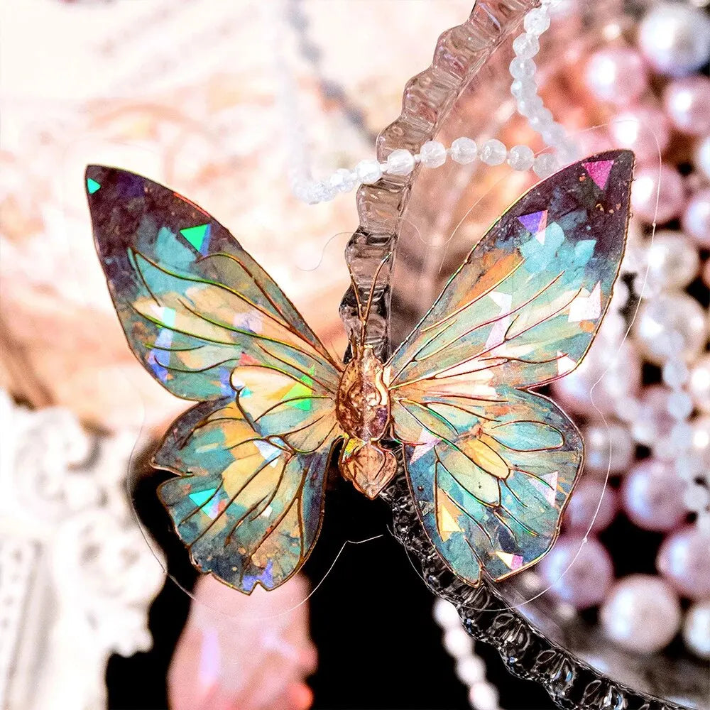 20-Pc Butterfly Film Stickers Pack – Pink, Green, Blue & Multi-Colour 3D Decals Scrapbook