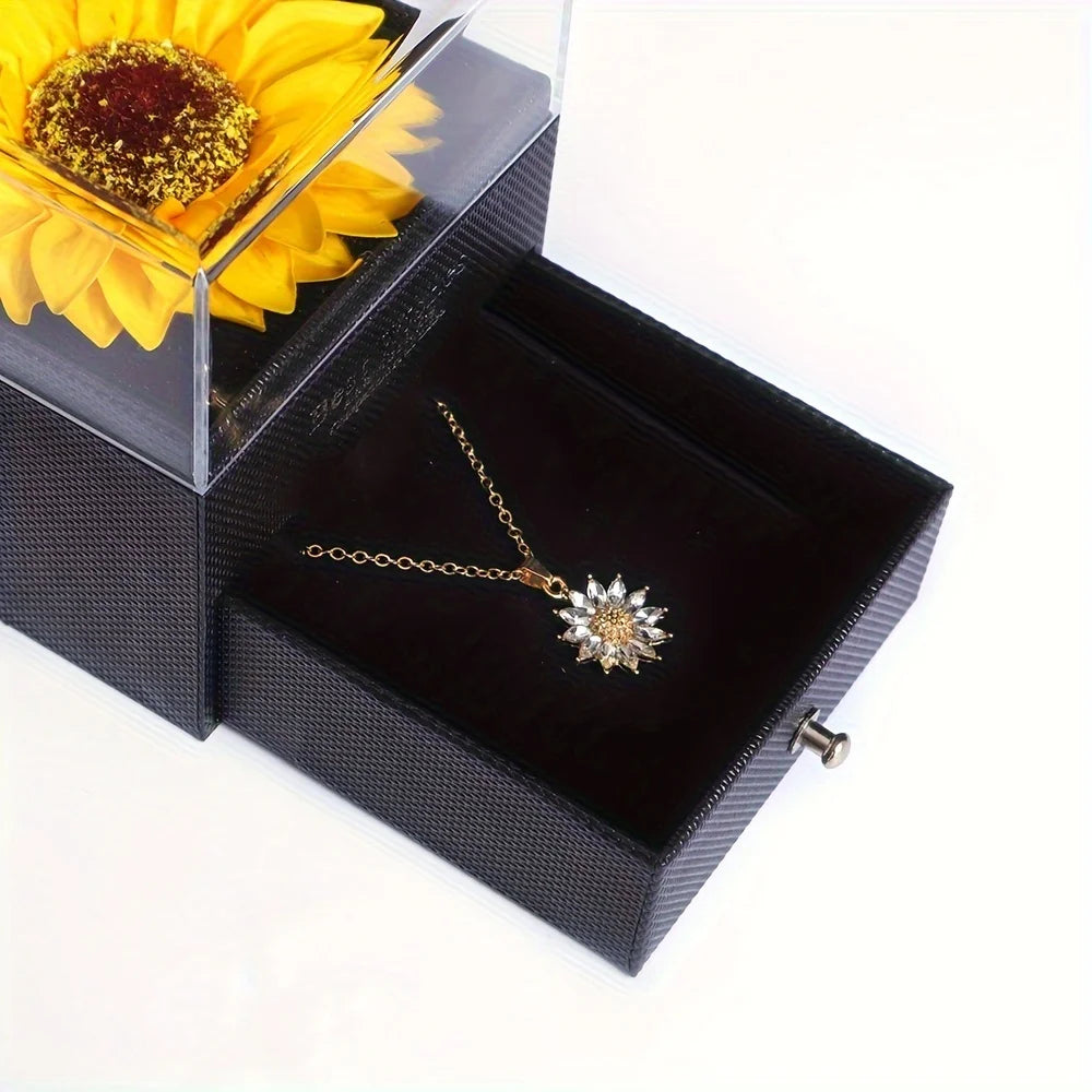 Elegant Sunflower Necklace Gift Set - Love, Loyalty, Friendship