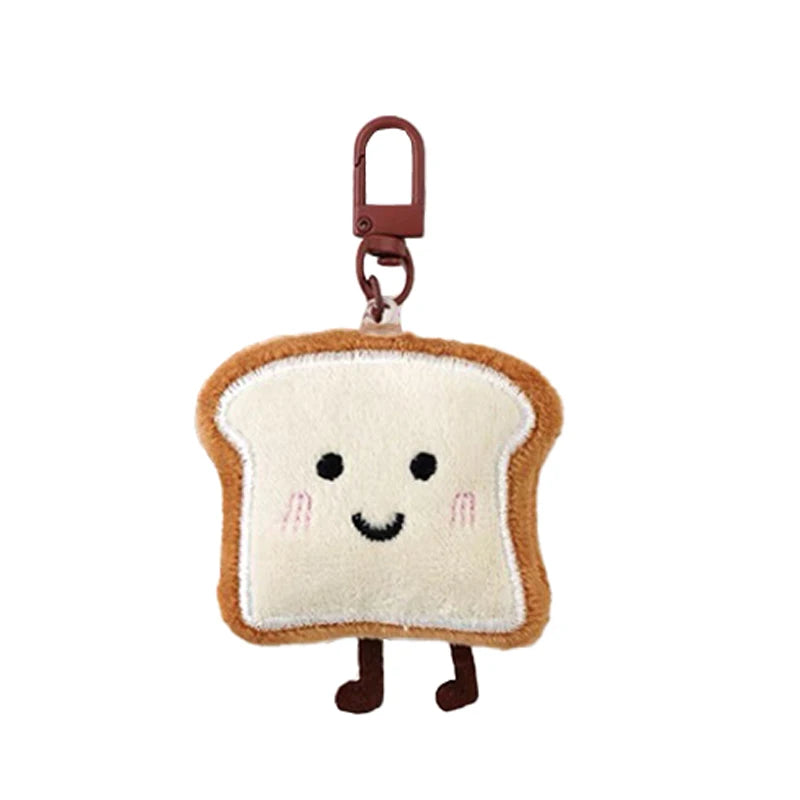 Cute Toast Bread Plush Keychain – Cartoon Food Pendant for Bags & Keys