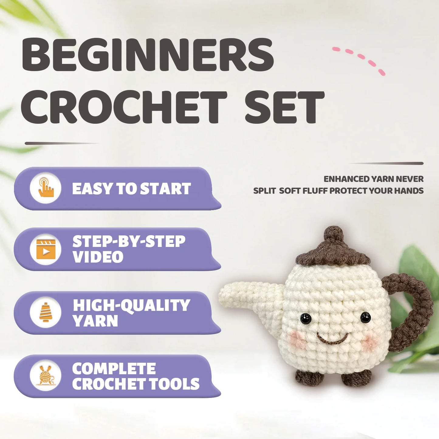 DIY Teapot Crochet Kit for Beginners – Easy Craft Set for Tea Lover