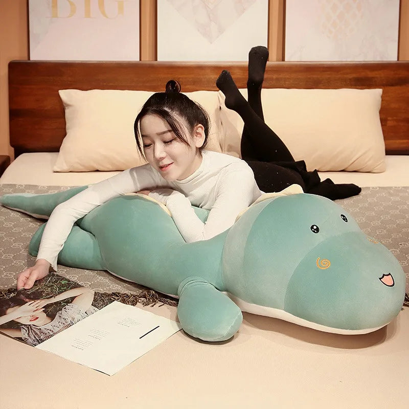 Giant 80-150cm Long Dinosaur Crocodile Plush – Soft Cartoon Plush in Green, Pink, Blue, Yellow, or Purple