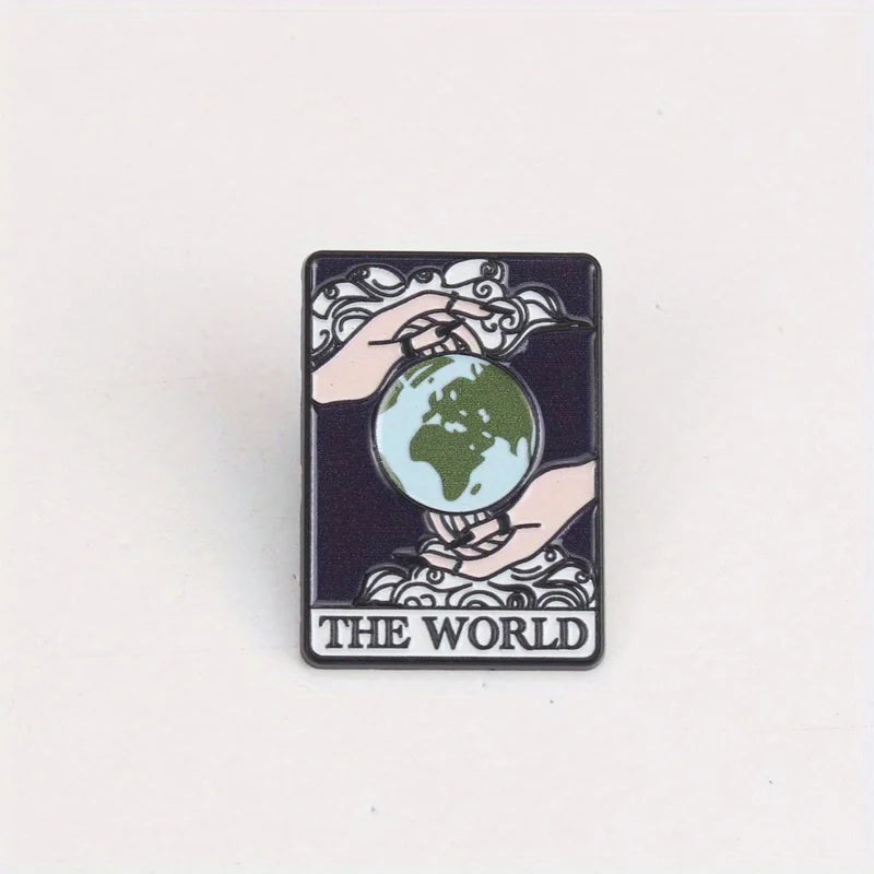 The World Tarot Card Style Enamel Pin Badge Lapel Brooch