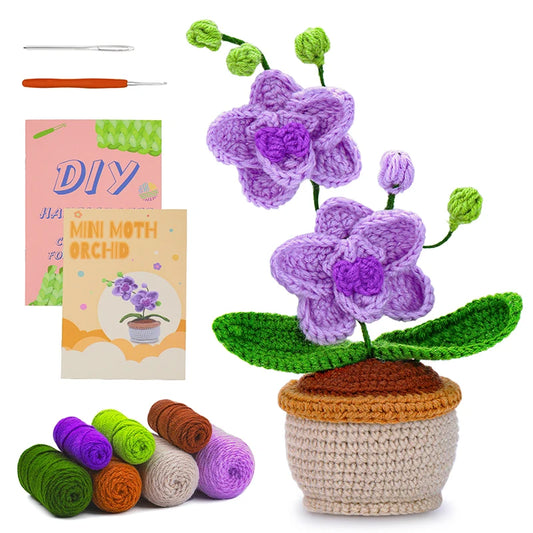 Moth Orchid or Bluebell Crochet Kit – All-in-One Beginner Crochet Flower DIY Kit