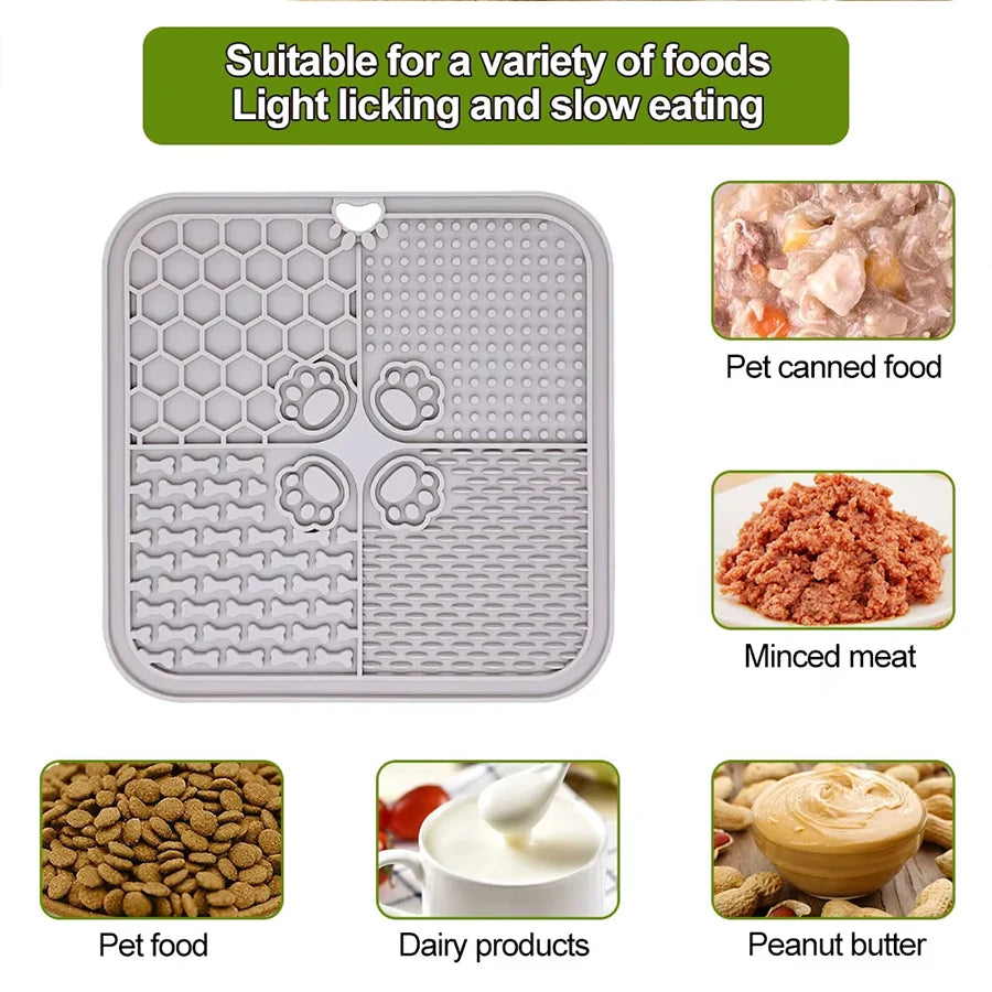 20cm Dog Lick Mat Large Square Dog Cat Pet Slow Feeder Feeding Lick Licking Mat Silicone Suction Cup